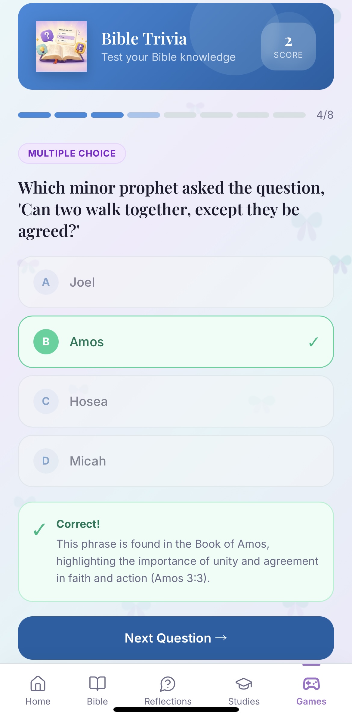 Bible Trivia game screenshot